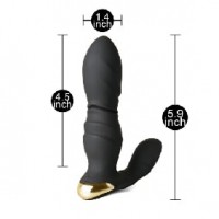 Thrusting Vibrating Prostate Massager 10 Function Remote Control Black